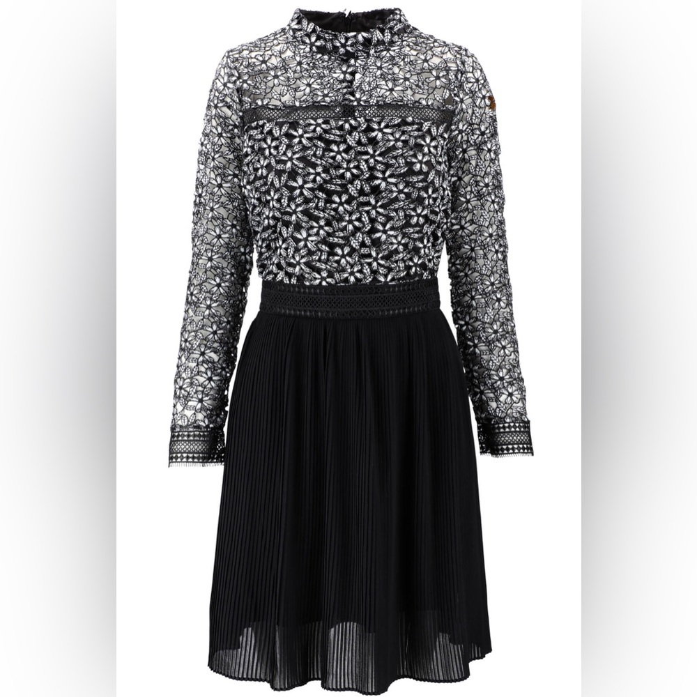 Alexia Admor Black and White Lace Midi Dress (A045) fully lined Lace Dress